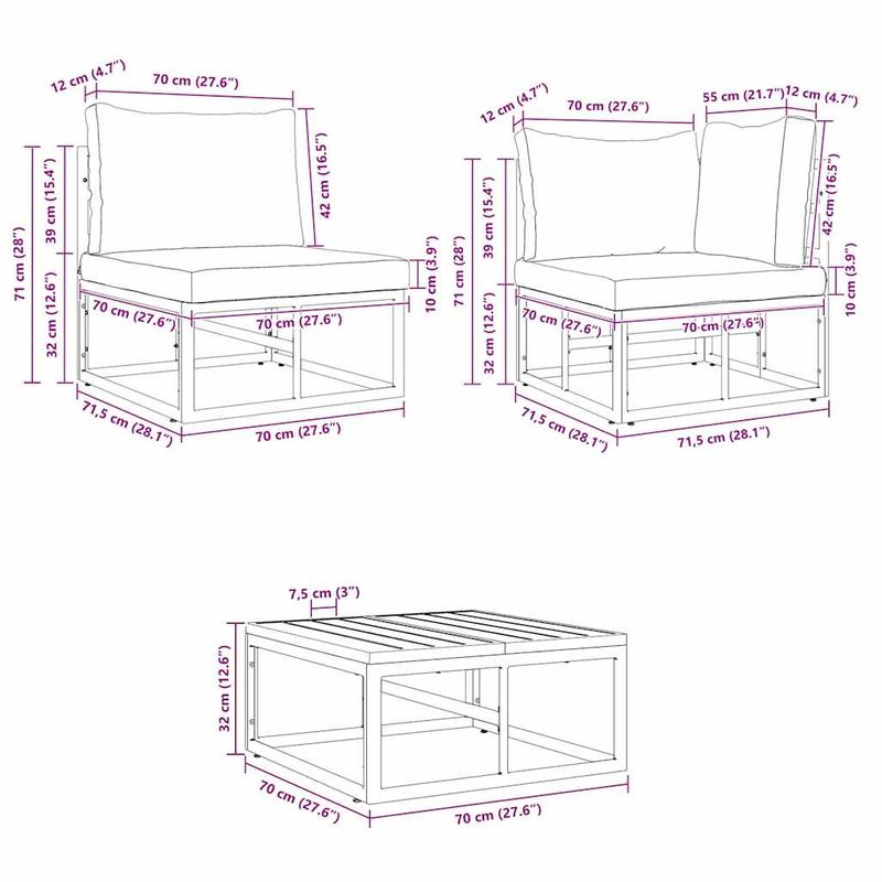 Casa si Gradina - Gradina si terasa - Mobilier exterior - Seturi mobila gradina - Set de canapele pentru gradina cu perna 9 pcs Negru Aluminiu - Infinity.ro