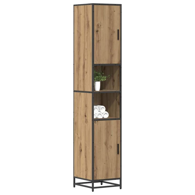 Casa si Gradina - Mobilier - Mobilier baie - Comode baie - Dulap de Baie cu raft stejar artizanal 35 x 37.5 x 188.5 cm - Infinity.ro