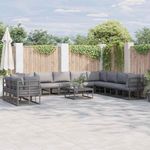 Casa si Gradina - Gradina si terasa - Mobilier exterior - Seturi mobila gradina - Set de canapele pentru gradina cu perna 10 pcs Negru Aluminiu - Infinity.ro