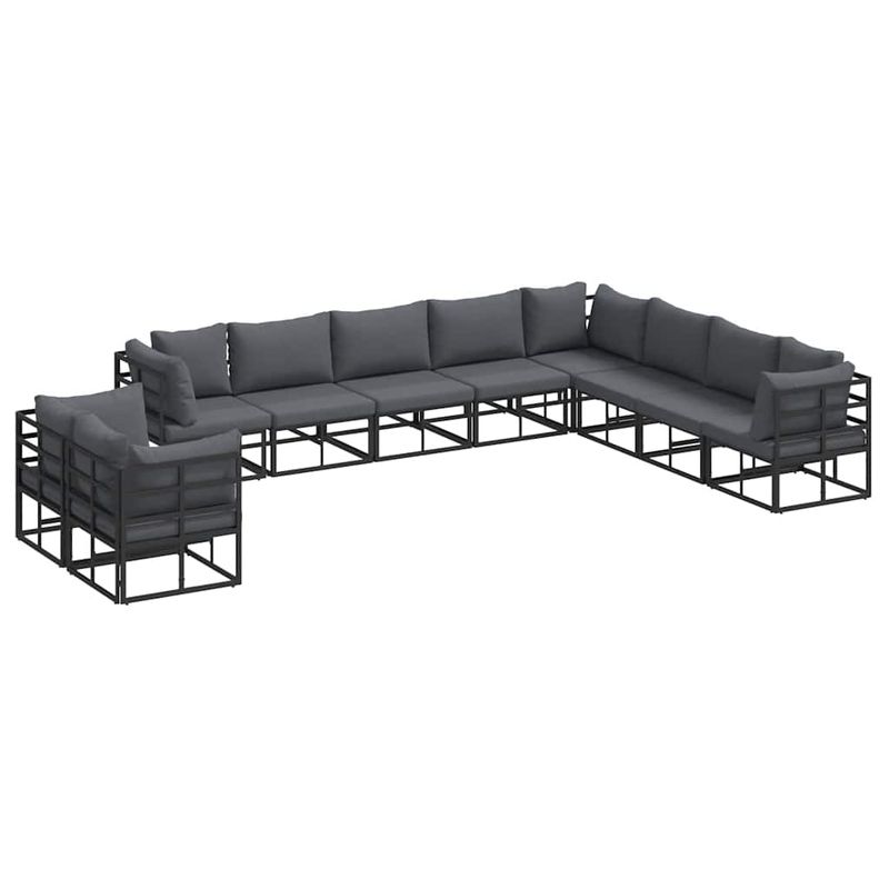 Casa si Gradina - Gradina si terasa - Mobilier exterior - Seturi mobila gradina - Set de canapele pentru gradina cu perna 10 pcs Negru Aluminiu - Infinity.ro