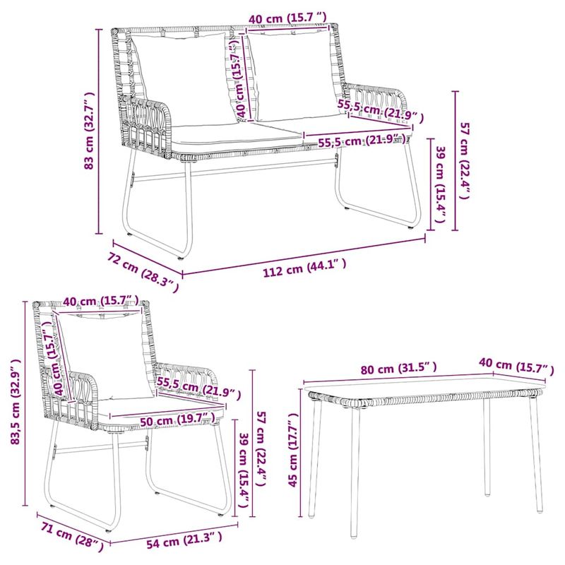 Casa si Gradina - Gradina si terasa - Mobilier exterior - Seturi mobila gradina - Set de Mobilier pentru Gradina cu perna 4 pcs Negru, Antracit - Infinity.ro