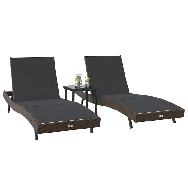 Casa si Gradina - Gradina si terasa - Mobilier exterior - Scaune si sezlonguri gradina - Sezlonguri 3 pcs Maro 40 x 40 x 40.5 cm poliratan - Infinity.ro