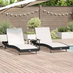 Casa si Gradina - Gradina si terasa - Mobilier exterior - Scaune si sezlonguri gradina - Sezlonguri 3 pcs Negru si Alb 40 x 40 x 40.5 cm poliratan - Infinity.ro