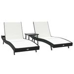 Casa si Gradina - Gradina si terasa - Mobilier exterior - Scaune si sezlonguri gradina - Sezlonguri 3 pcs Negru si Alb 40 x 40 x 40.5 cm poliratan - Infinity.ro