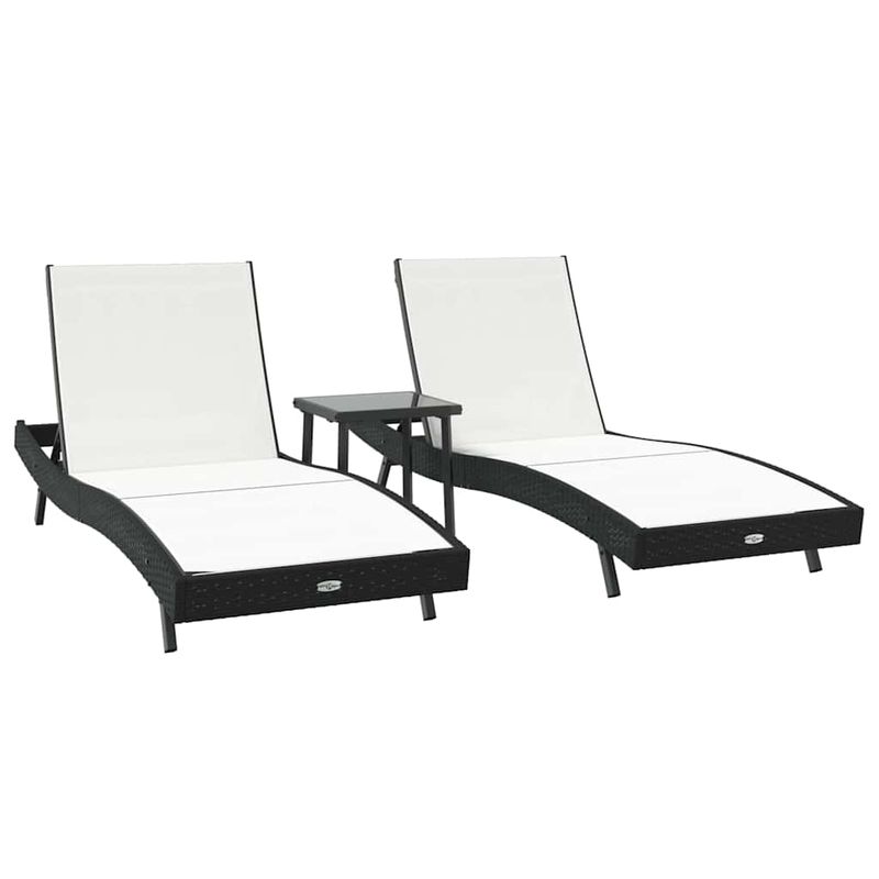 Casa si Gradina - Gradina si terasa - Mobilier exterior - Scaune si sezlonguri gradina - Sezlonguri 3 pcs Negru si Alb 40 x 40 x 40.5 cm poliratan - Infinity.ro