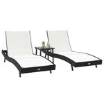 Casa si Gradina - Gradina si terasa - Mobilier exterior - Scaune si sezlonguri gradina - Sezlonguri 3 pcs Negru si Alb 40 x 40 x 40.5 cm poliratan - Infinity.ro