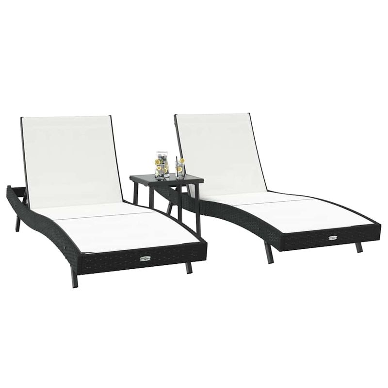 Casa si Gradina - Gradina si terasa - Mobilier exterior - Scaune si sezlonguri gradina - Sezlonguri 3 pcs Negru si Alb 40 x 40 x 40.5 cm poliratan - Infinity.ro