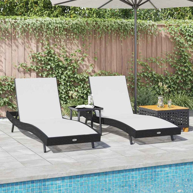 Casa si Gradina - Gradina si terasa - Mobilier exterior - Scaune si sezlonguri gradina - Sezlonguri 3 pcs Negru si Alb 40 x 40 x 40.5 cm poliratan - Infinity.ro