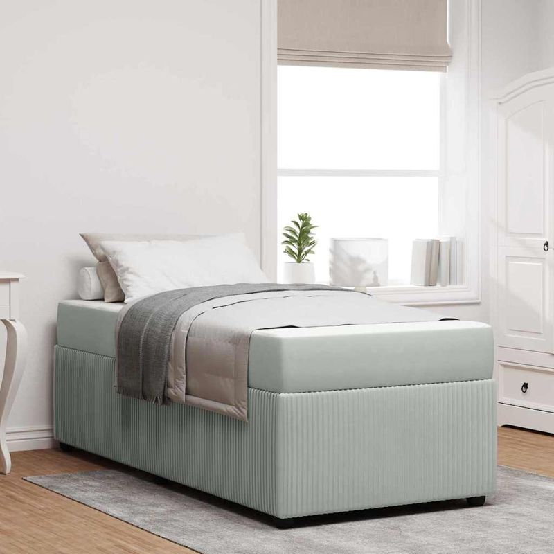 Casa si Gradina - Mobilier - Paturi si accesorii - Paturi - Cadru de pat cu saltea Gri deschis 80 x 200 cm Catifea - Infinity.ro