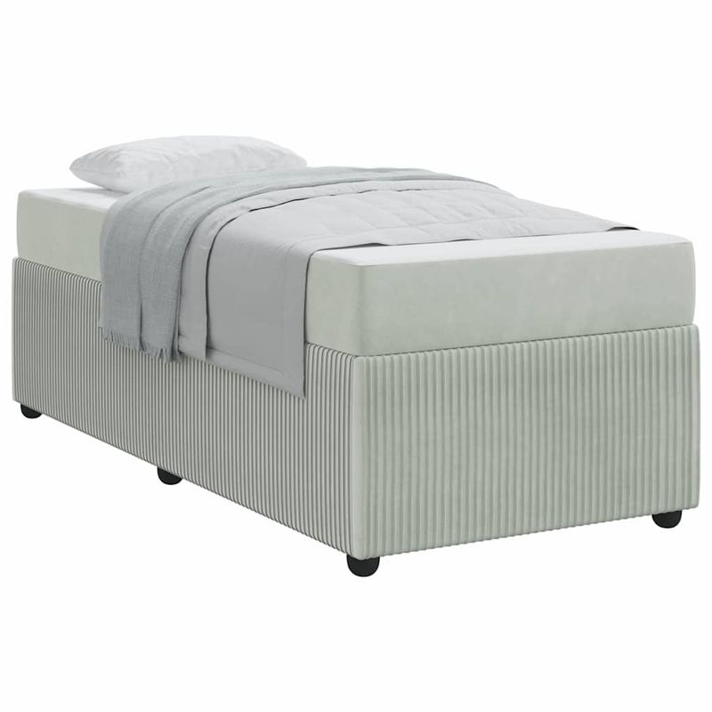 Casa si Gradina - Mobilier - Paturi si accesorii - Paturi - Cadru de pat cu saltea Gri deschis 80 x 200 cm Catifea - Infinity.ro
