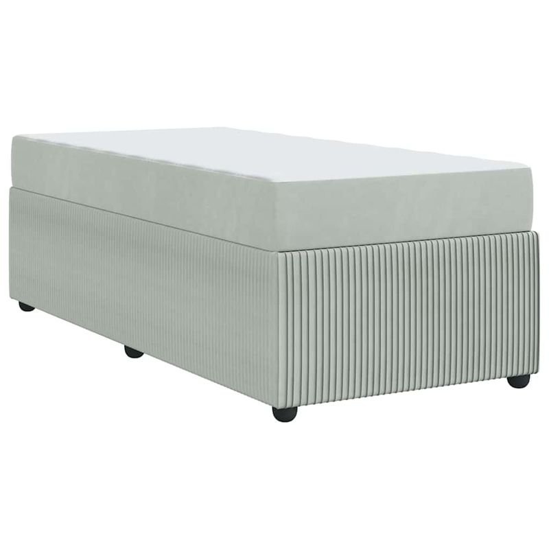 Casa si Gradina - Mobilier - Paturi si accesorii - Paturi - Cadru de pat cu saltea Gri deschis 80 x 200 cm Catifea - Infinity.ro