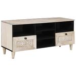 Casa si Gradina - Mobilier - Comode si corpuri - Comode - Cabinet TV cu sertar Alb 100 x 33 x 46 cm Lemn masiv de mango - Infinity.ro