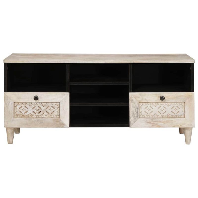 Casa si Gradina - Mobilier - Comode si corpuri - Comode - Cabinet TV cu sertar Alb 100 x 33 x 46 cm Lemn masiv de mango - Infinity.ro