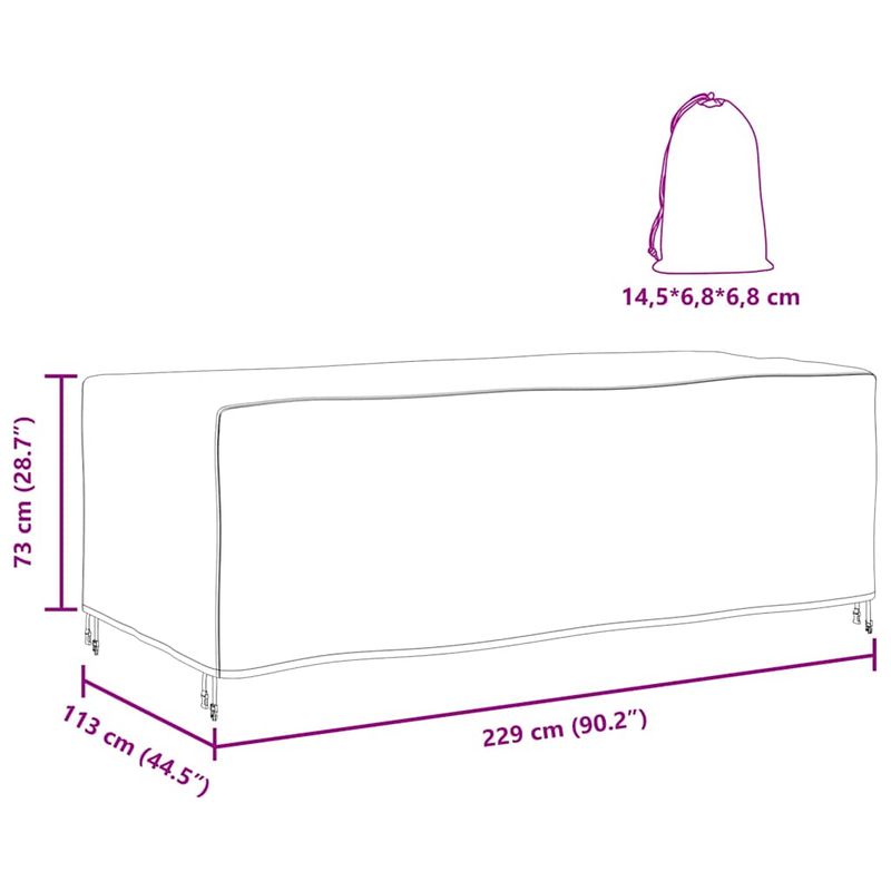 Casa si Gradina - Textile si covoare - Huse pentru mobilier - Husa pentru mobilier de exterior Negru 229 x 113 x 73 cm 600D - Infinity.ro