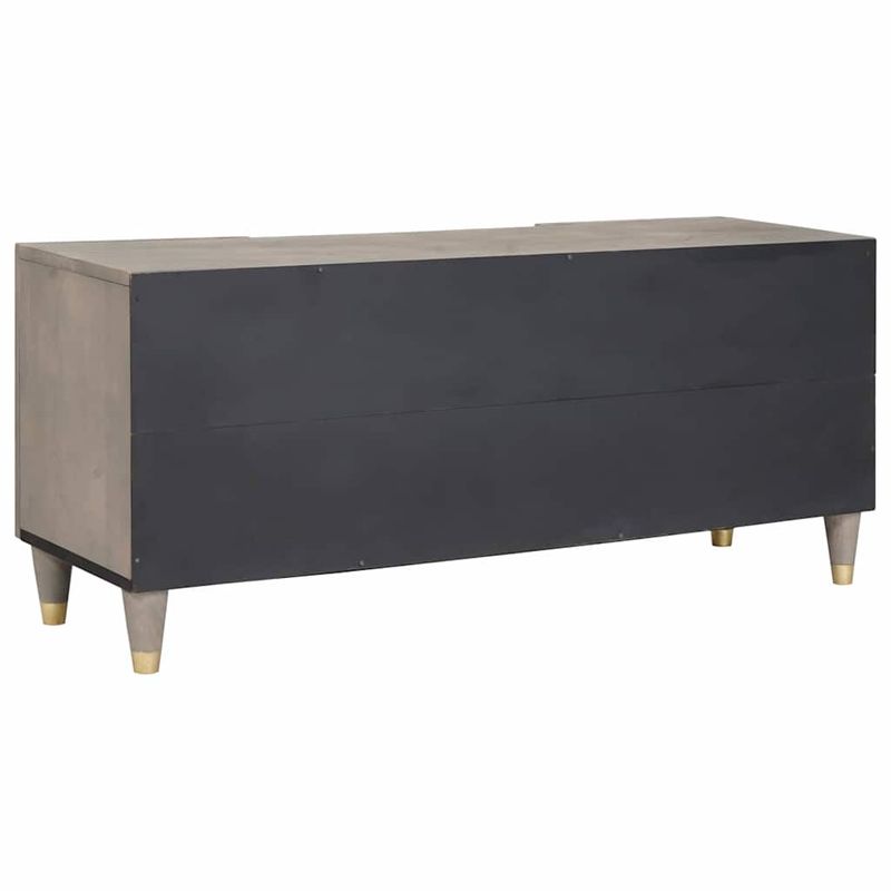 Casa si Gradina - Mobilier - Comode si corpuri - Comode - Cabinet TV Gri si Aur 105 x 33.5 x 46 cm Lemn masiv de mango - Infinity.ro