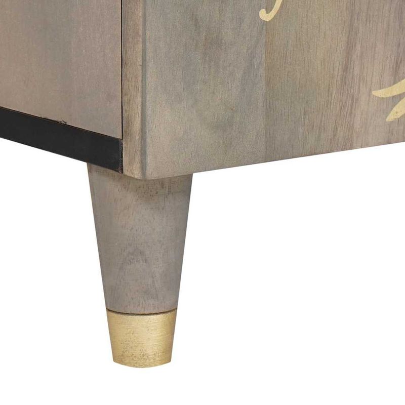 Casa si Gradina - Mobilier - Comode si corpuri - Comode - Cabinet TV Gri si Aur 105 x 33.5 x 46 cm Lemn masiv de mango - Infinity.ro