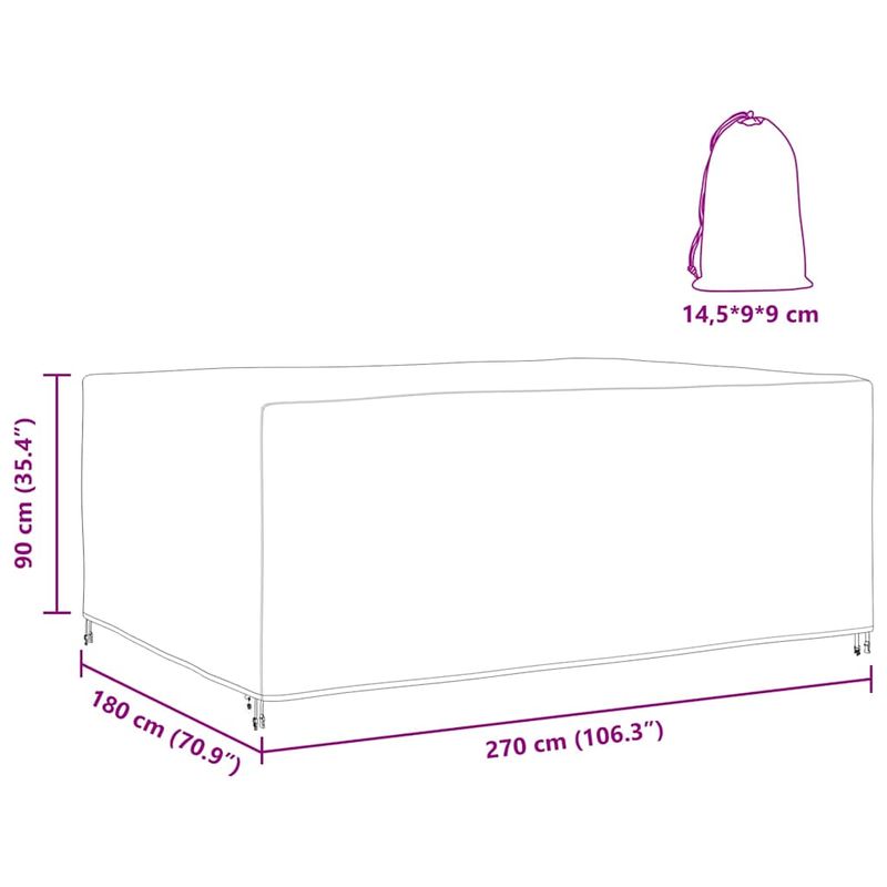 Casa si Gradina - Textile si covoare - Huse pentru mobilier - Husa pentru mobilier de exterior Negru 270 x 180 x 90 cm 210D - Infinity.ro