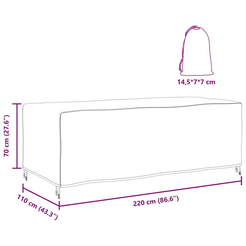 Casa si Gradina - Textile si covoare - Huse pentru mobilier - Husa pentru mobilier de exterior Negru 220 x 110 x 70 cm 600D - Infinity.ro