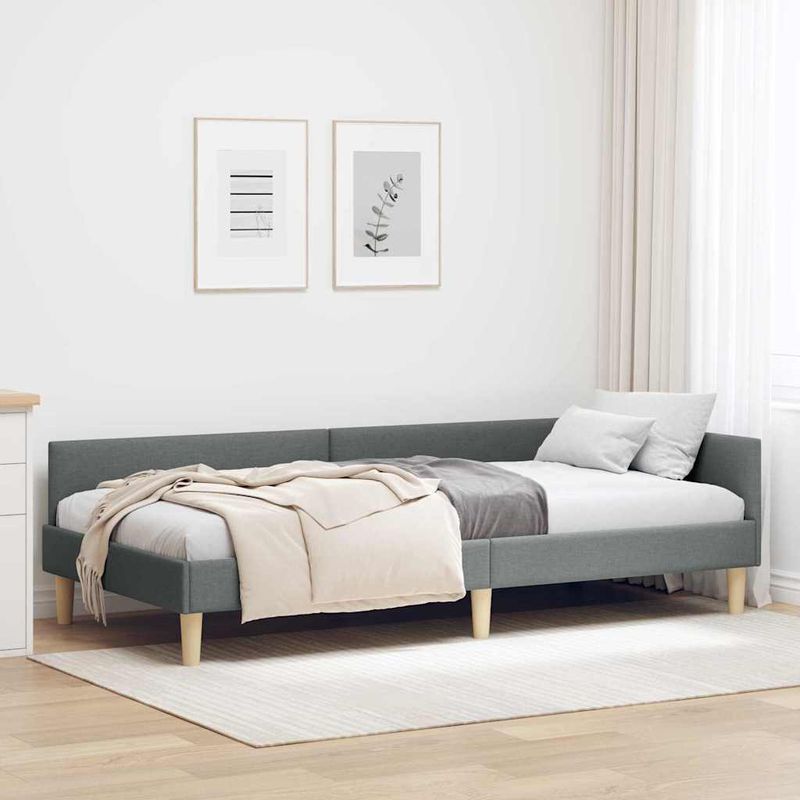 Casa si Gradina - Mobilier - Paturi si accesorii - Paturi - Cadru de pat coltar Altele cu headboard Gri inchis 90 x 190 cm - Infinity.ro
