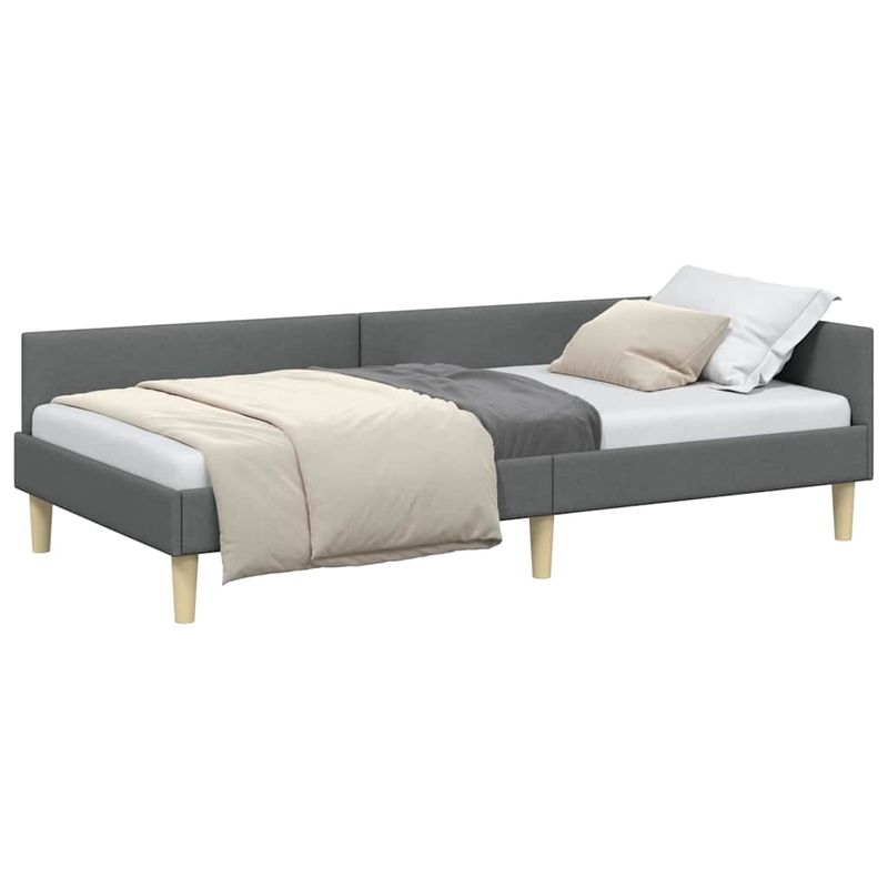 Casa si Gradina - Mobilier - Paturi si accesorii - Paturi - Cadru de pat coltar Altele cu headboard Gri inchis 90 x 190 cm - Infinity.ro