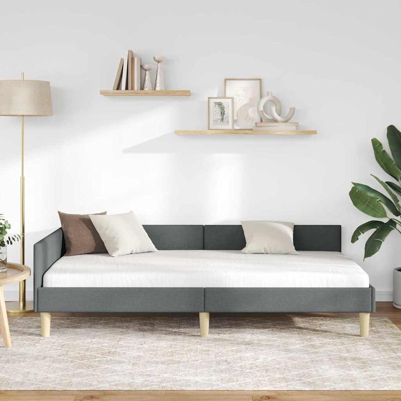 Casa si Gradina - Mobilier - Paturi si accesorii - Paturi - Cadru de pat coltar Altele cu headboard Gri inchis 90 x 190 cm - Infinity.ro