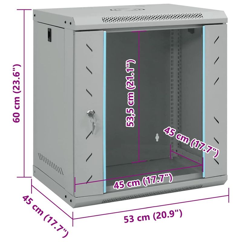 PC, gaming si accesorii - Componente PC - Componente - Hard Disk-uri - Dulap rack, Gri 53 x 45 x 60 cm Otel - Infinity.ro