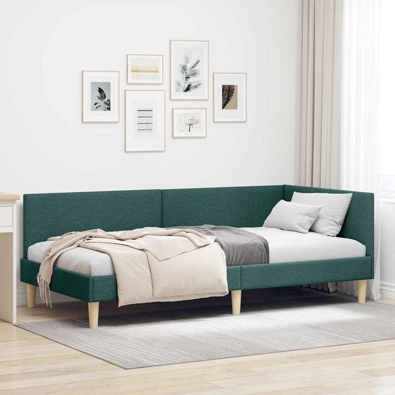 Casa si Gradina - Mobilier - Paturi si accesorii - Paturi - Cadru de pat coltar Altele Manual Verde inchis 100 x 200 cm - Infinity.ro