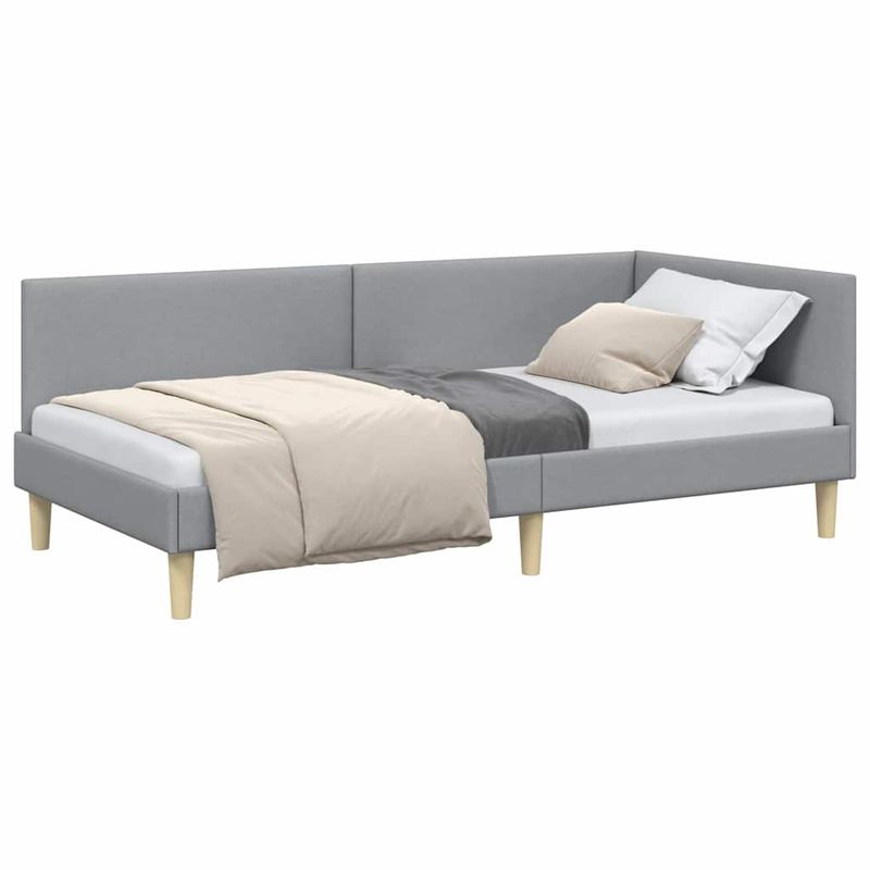 Casa si Gradina - Mobilier - Paturi si accesorii - Paturi - Cadru de pat coltar Altele Manual Gri deschis 100 x 200 cm - Infinity.ro