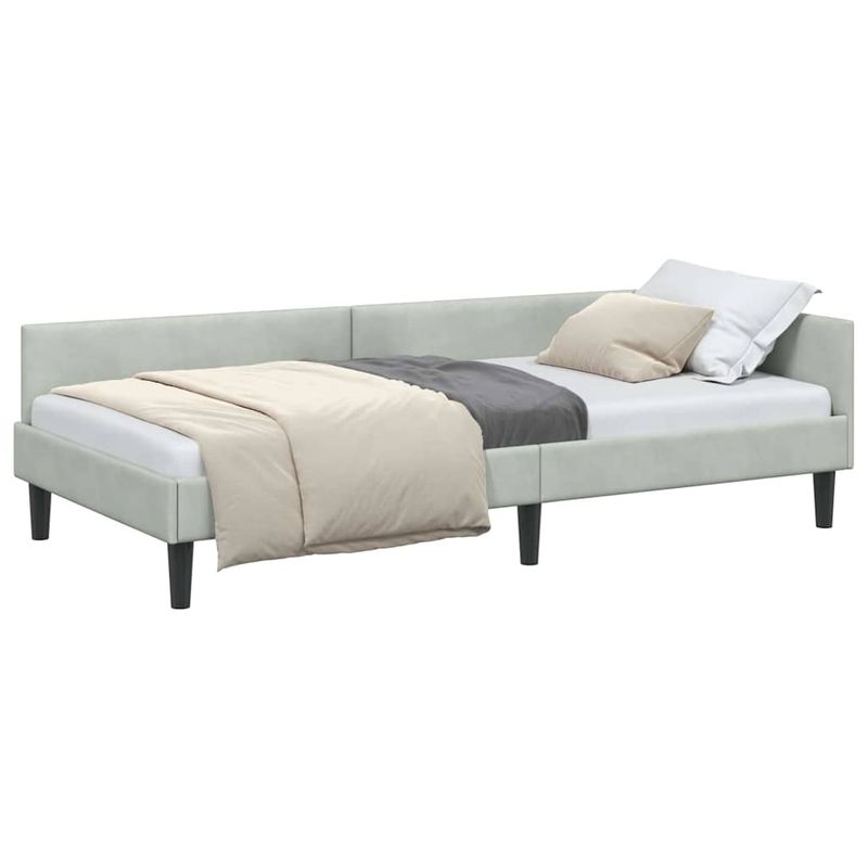 Casa si Gradina - Mobilier - Paturi si accesorii - Paturi - Cadru de pat coltar cu headboard Manual Gri deschis 90 x 200 cm - Infinity.ro