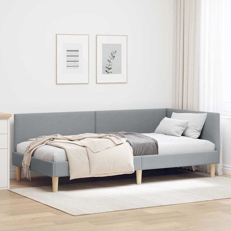 Casa si Gradina - Mobilier - Paturi si accesorii - Paturi - Cadru de pat coltar Altele cu headboard Gri deschis 90 x 190 cm - Infinity.ro