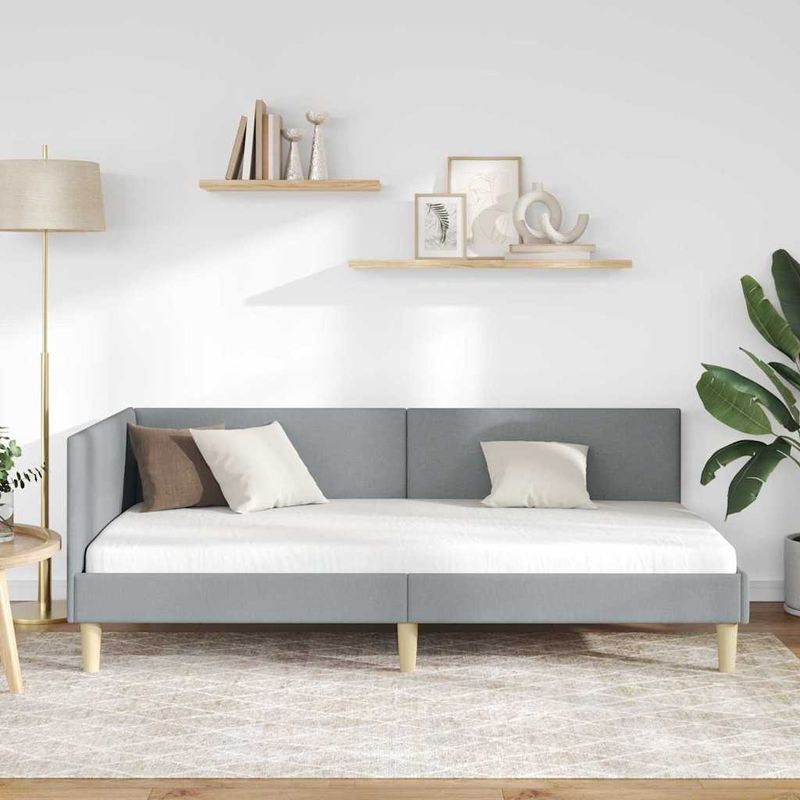 Casa si Gradina - Mobilier - Paturi si accesorii - Paturi - Cadru de pat coltar Altele cu headboard Gri deschis 90 x 190 cm - Infinity.ro
