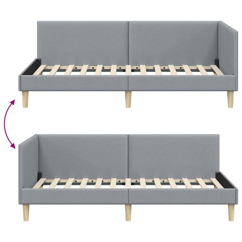 Casa si Gradina - Mobilier - Paturi si accesorii - Paturi - Cadru de pat coltar Altele cu headboard Gri deschis 90 x 190 cm - Infinity.ro