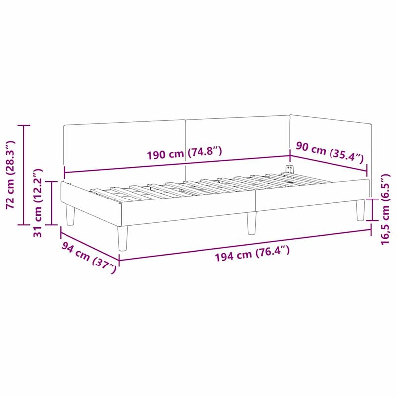 Casa si Gradina - Mobilier - Paturi si accesorii - Paturi - Cadru de pat coltar Altele cu headboard Gri deschis 90 x 190 cm - Infinity.ro