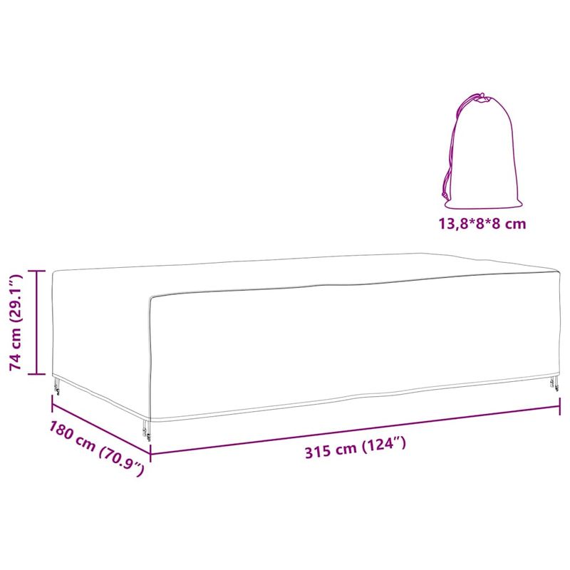 Casa si Gradina - Textile si covoare - Huse pentru mobilier - Husa pentru mobilier de exterior Negru 315 x 180 x 74 cm 210D - Infinity.ro