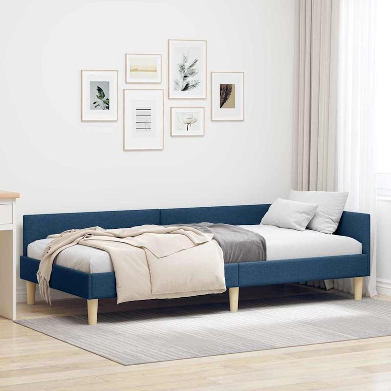 Casa si Gradina - Mobilier - Paturi si accesorii - Paturi - Cadru de pat coltar Altele cu headboard albastru 90 x 200 cm - Infinity.ro