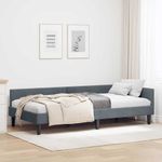 Casa si Gradina - Mobilier - Paturi si accesorii - Paturi - Cadru de pat coltar cu headboard Manual Gri inchis 80 x 200 cm - Infinity.ro