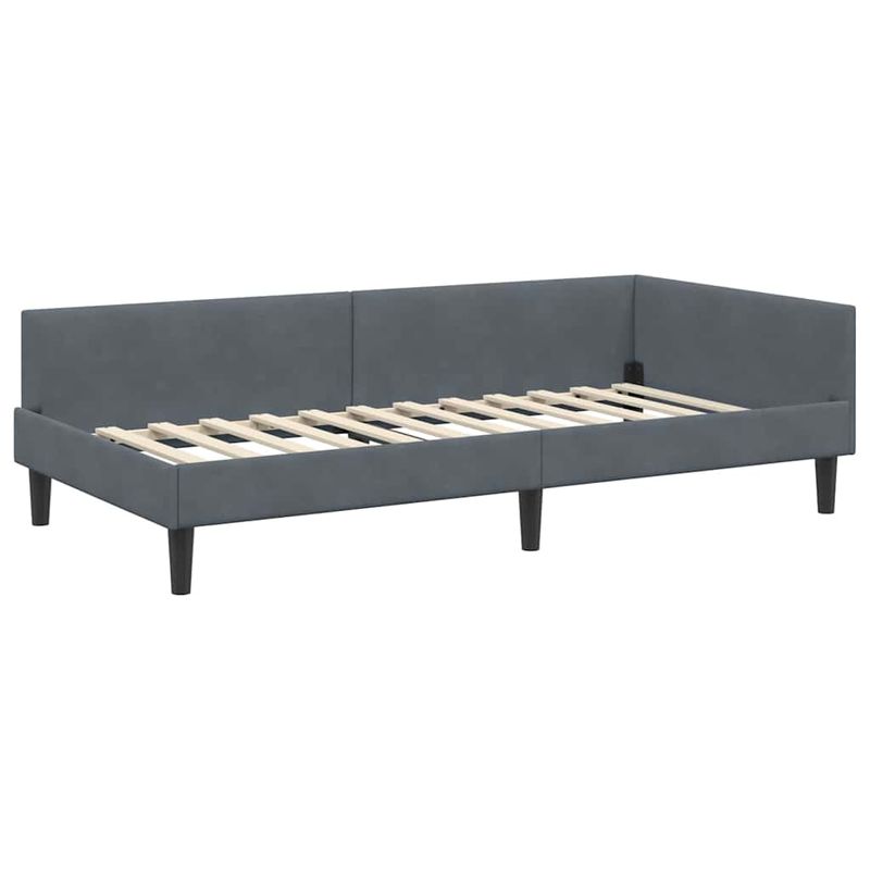 Casa si Gradina - Mobilier - Paturi si accesorii - Paturi - Cadru de pat coltar cu headboard Manual Gri inchis 80 x 200 cm - Infinity.ro