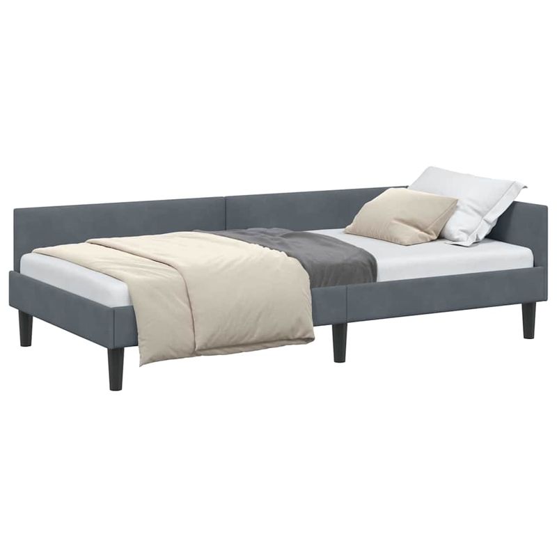 Casa si Gradina - Mobilier - Paturi si accesorii - Paturi - Cadru de pat coltar cu headboard Manual Gri inchis 80 x 200 cm - Infinity.ro