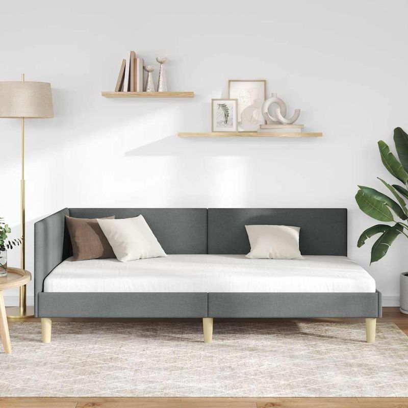 Casa si Gradina - Mobilier - Paturi si accesorii - Paturi - Cadru de pat coltar Altele cu headboard Gri inchis 80 x 200 cm - Infinity.ro