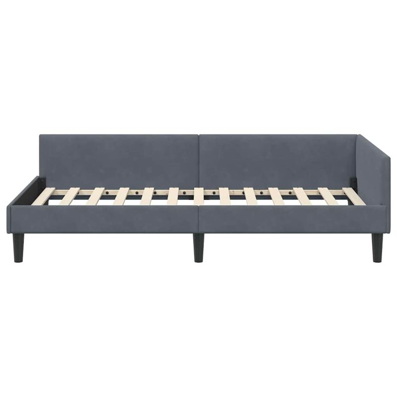 Casa si Gradina - Mobilier - Paturi si accesorii - Paturi - Cadru de pat coltar cu headboard Manual Gri inchis 80 x 200 cm - Infinity.ro
