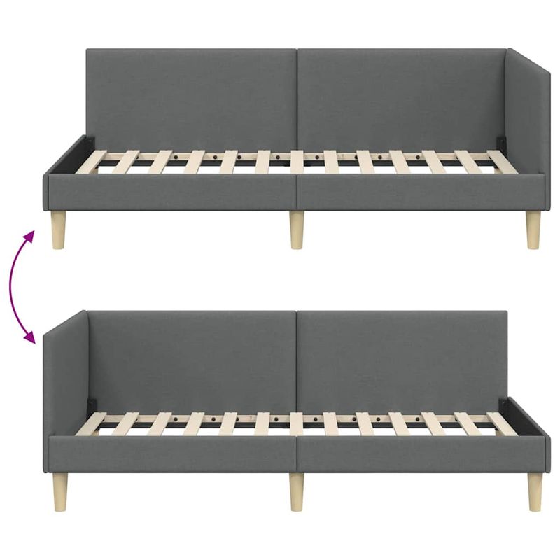 Casa si Gradina - Mobilier - Paturi si accesorii - Paturi - Cadru de pat coltar Altele cu headboard Gri inchis 80 x 200 cm - Infinity.ro