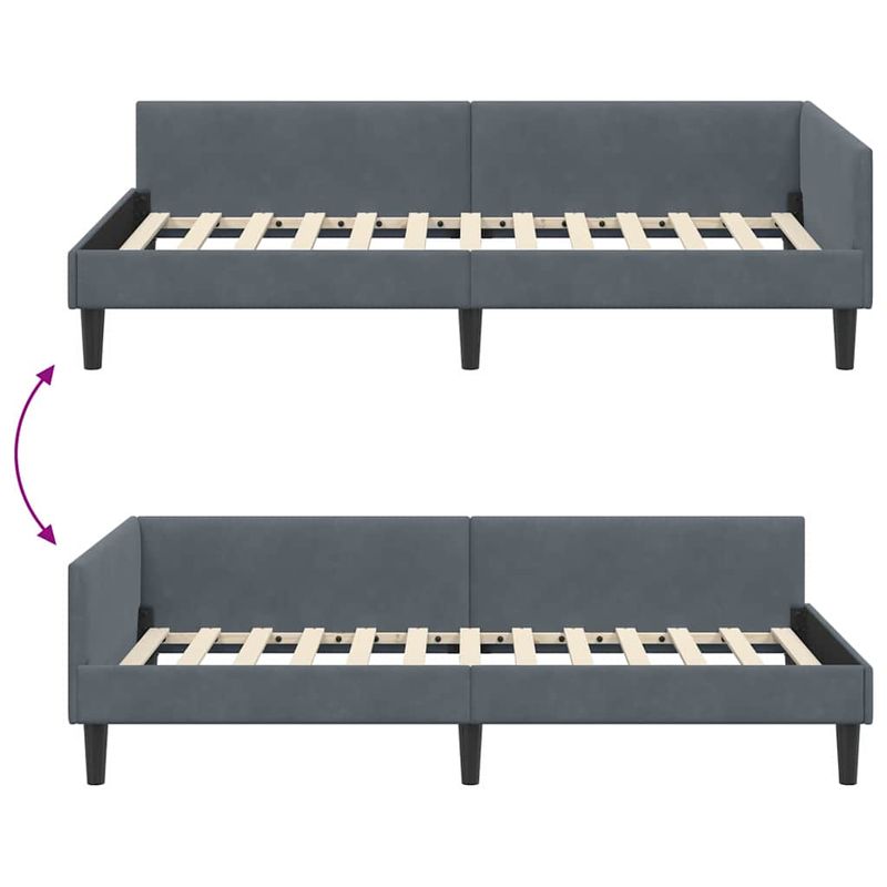 Casa si Gradina - Mobilier - Paturi si accesorii - Paturi - Cadru de pat coltar cu headboard Manual Gri inchis 80 x 200 cm - Infinity.ro
