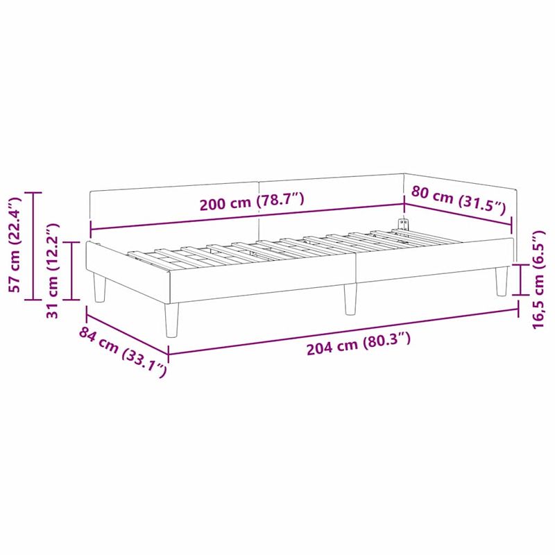 Casa si Gradina - Mobilier - Paturi si accesorii - Paturi - Cadru de pat coltar cu headboard Manual Gri inchis 80 x 200 cm - Infinity.ro