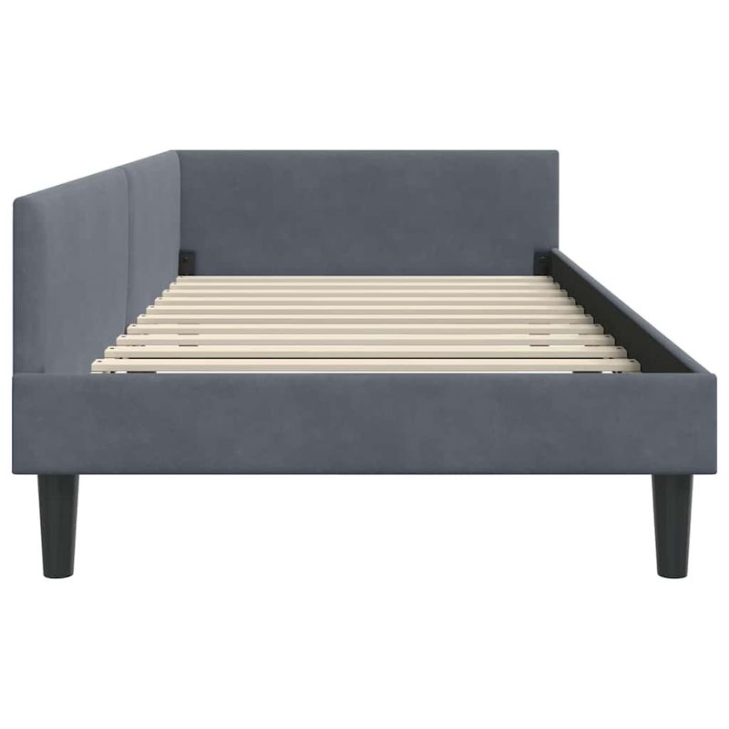 Casa si Gradina - Mobilier - Paturi si accesorii - Paturi - Cadru de pat coltar cu headboard Manual Gri inchis 90 x 200 cm - Infinity.ro