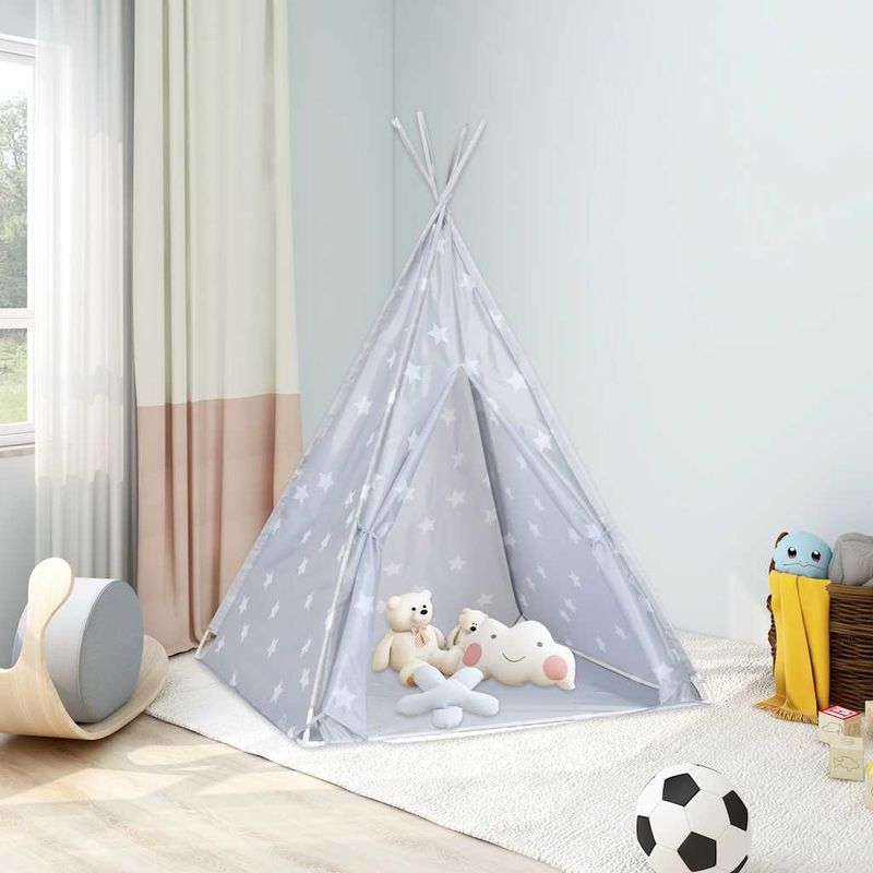 Jucarii, Copii si Bebe - Jucarii si jocuri - Jucarii de exterior - Spatii de joaca si accesorii - Cort de copii teepee cu geanta, gri, 115x115x160 cm, poliester - Infinity.ro