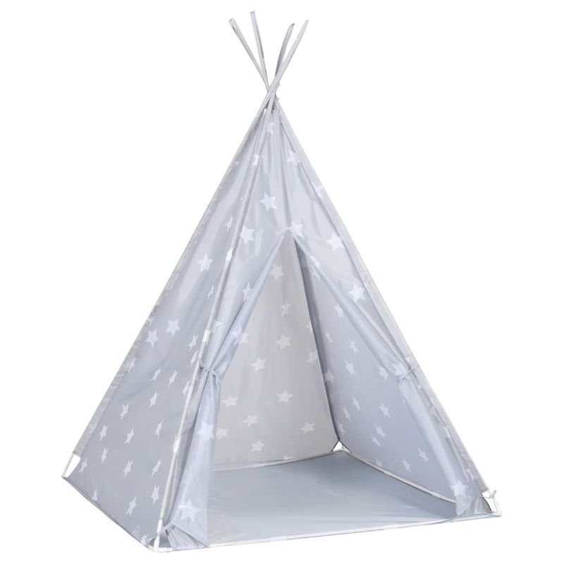 Jucarii, Copii si Bebe - Jucarii si jocuri - Jucarii de exterior - Spatii de joaca si accesorii - Cort de copii teepee cu geanta, gri, 115x115x160 cm, poliester - Infinity.ro