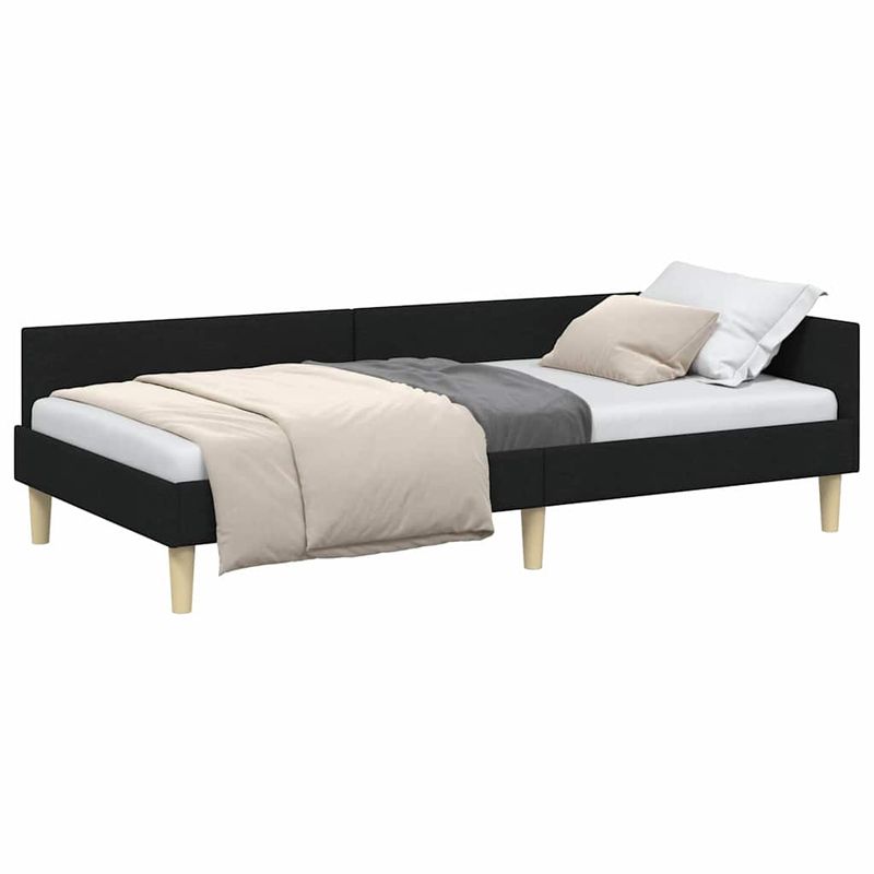 Casa si Gradina - Mobilier - Paturi si accesorii - Paturi - Cadru de pat coltar Altele cu headboard Negru 90 x 200 cm - Infinity.ro