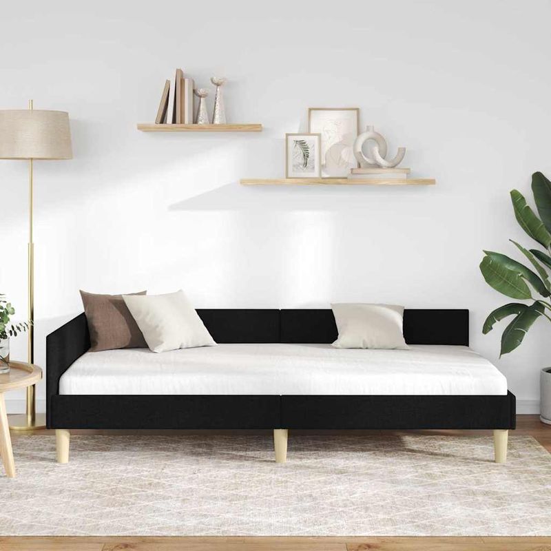Casa si Gradina - Mobilier - Paturi si accesorii - Paturi - Cadru de pat coltar Altele cu headboard Negru 90 x 200 cm - Infinity.ro