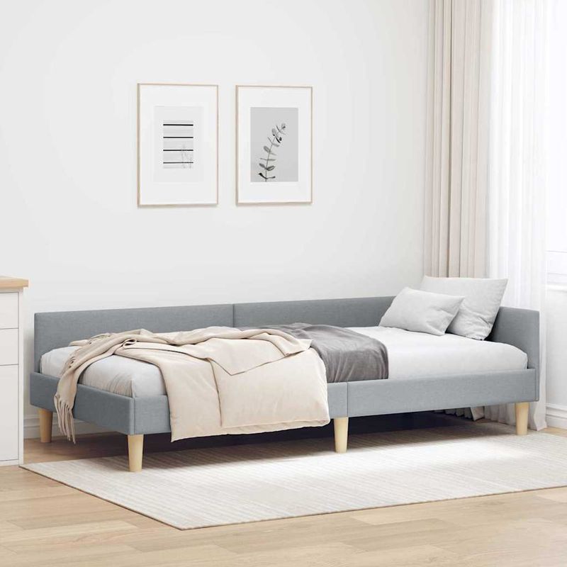 Casa si Gradina - Mobilier - Paturi si accesorii - Paturi - Cadru de pat coltar Altele cu headboard Gri deschis 90 x 190 cm - Infinity.ro