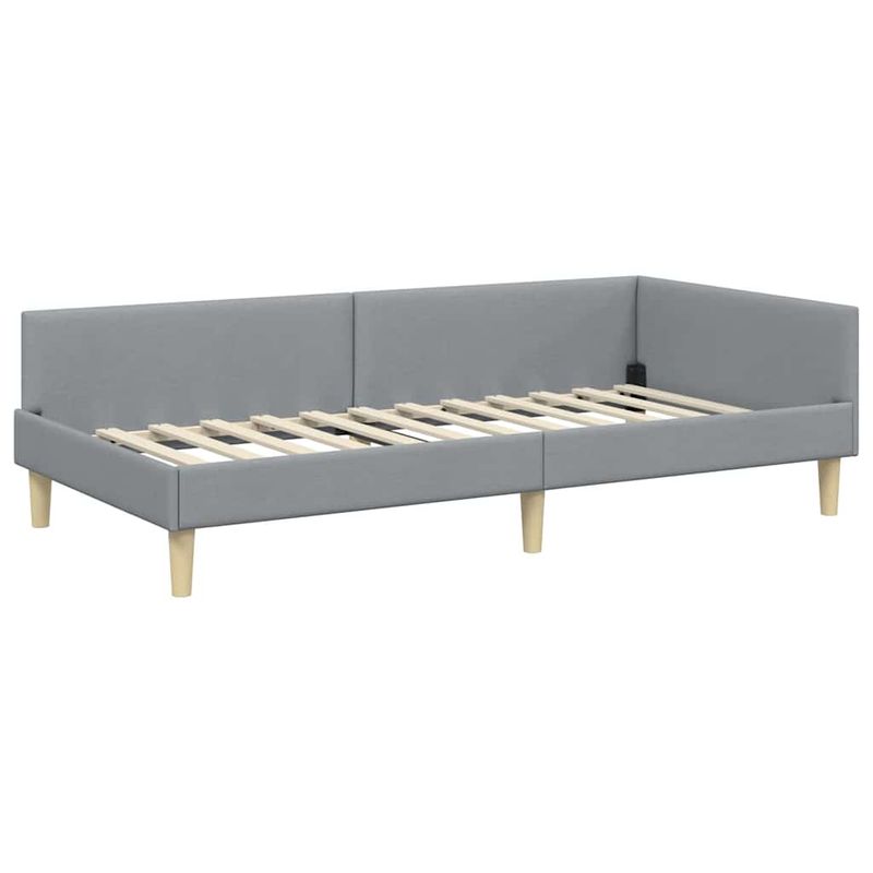 Casa si Gradina - Mobilier - Paturi si accesorii - Paturi - Cadru de pat coltar Altele cu headboard Gri deschis 90 x 190 cm - Infinity.ro